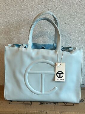 TELFAR SH-MEDIUM SHOPPING BAG IN POOL BLUE - NWT